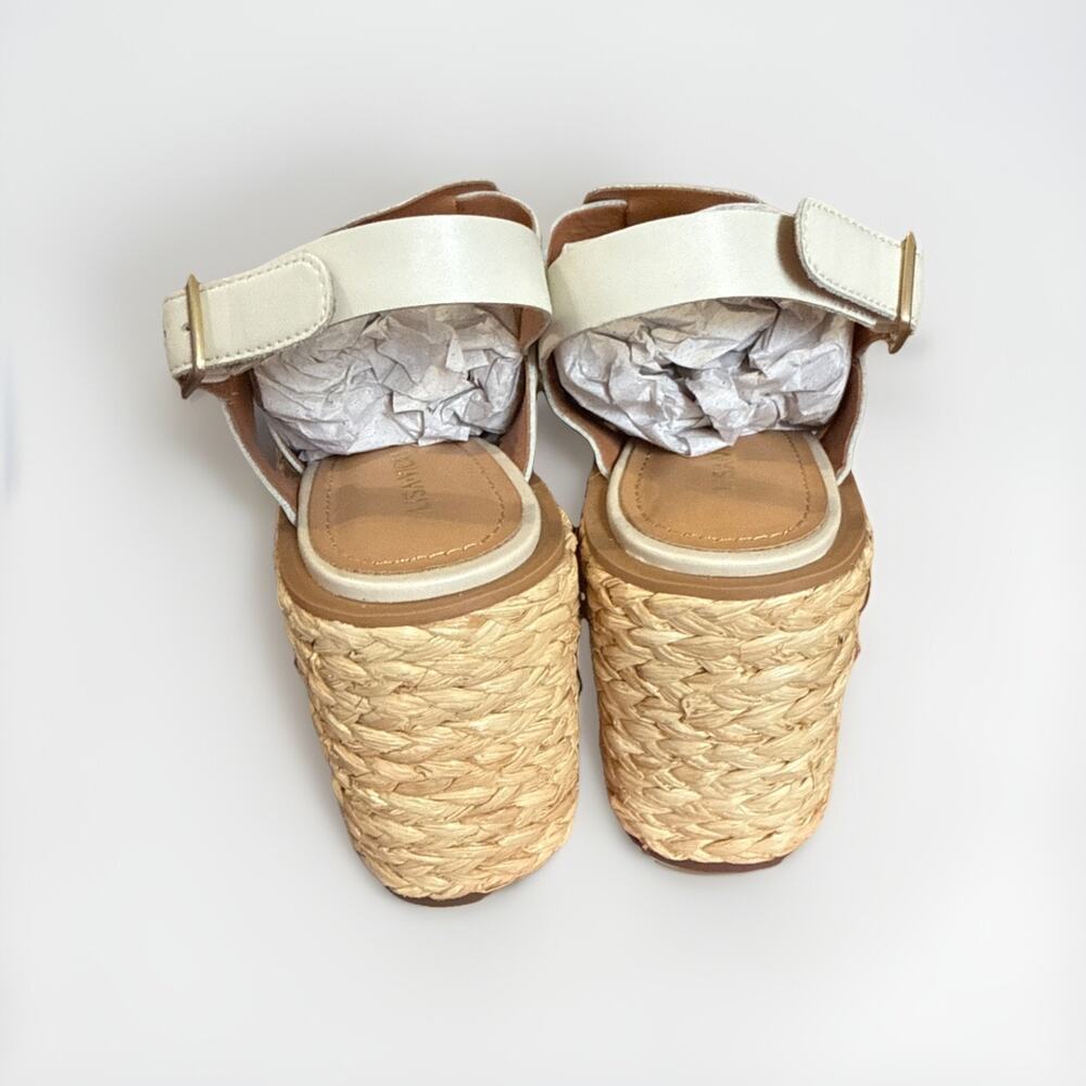 Lisa Vicky Platform Sandals Fisherman Leather Just-V Winter White 9.5 - Picture 3 of 9